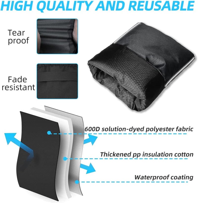 zenicham Thickened Outdoor Faucet Cover Socks for Winter Freeze Protection,Reusable Water Spigot Covers Winter Insulated Larger Size 12'' H x 8'' W,Hose Bib Covers with Reflective Strips,2 Pack(Black) - Image 3